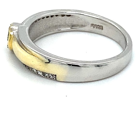 Precious Opal .34ct Golden Rhodium Silver Ring - Picture 5 of 5